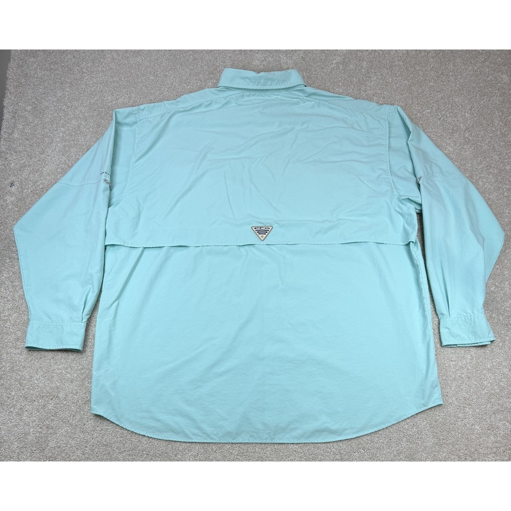Columbia PFG Omni-Shade Men's XXL Long Sleeve Green Fishing Vented Shirt Pockets - Picture 7 of 9
